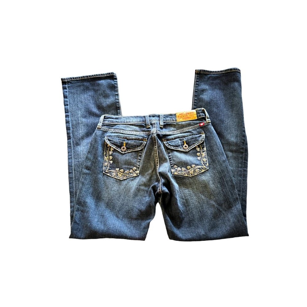 Lucky Brand Jeans Dark Wash Flaired Hem Women Size 4 - Picture 5 of 9